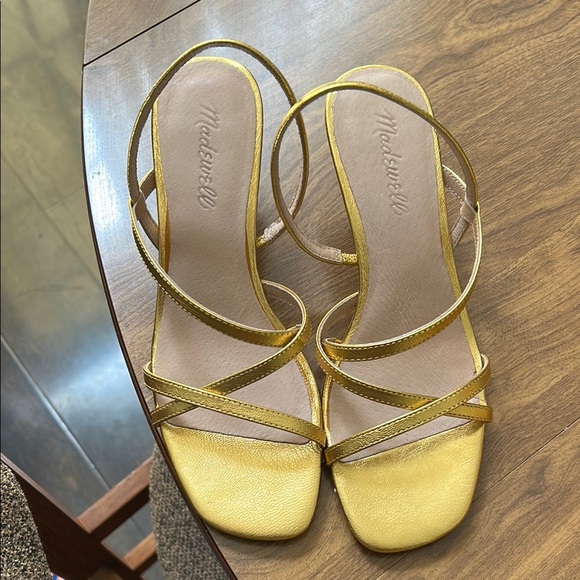 Madewell Shoes - Madewell Gold Strappy Sandals Elegant Design